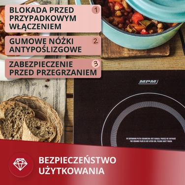 Портативна індукційна плита MPM MKE-15, електрична туристична конфорка (1 конфорка)