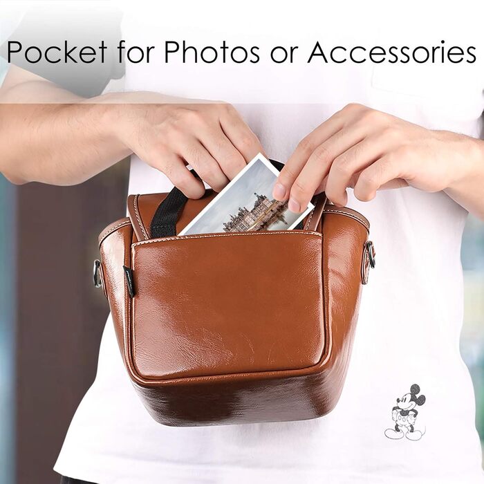 Чохол Fintie для камери миттєвого друку Polaroid Now/Now+ Gen 2 I-Type, Polaroid Originals OneStep+/Onestep 2, з тканини, з регульованим ремінцем та внутрішньою кишенею (Коричневий)