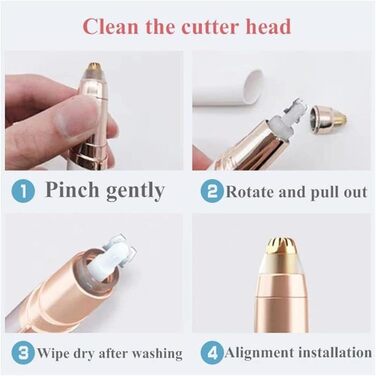 Електричний тример для брів та обличчя для жінок, безболісний, з гребінцем, для брів, верхньої губи, вусів та підборіддя (білий)