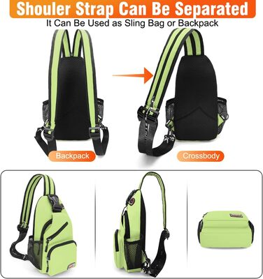 Сумка-слінг через плече, рюкзак для жінок та чоловіків, зелена, з оксфордської тканини. Ідеально для спорту, подорожей та повсякденного використання