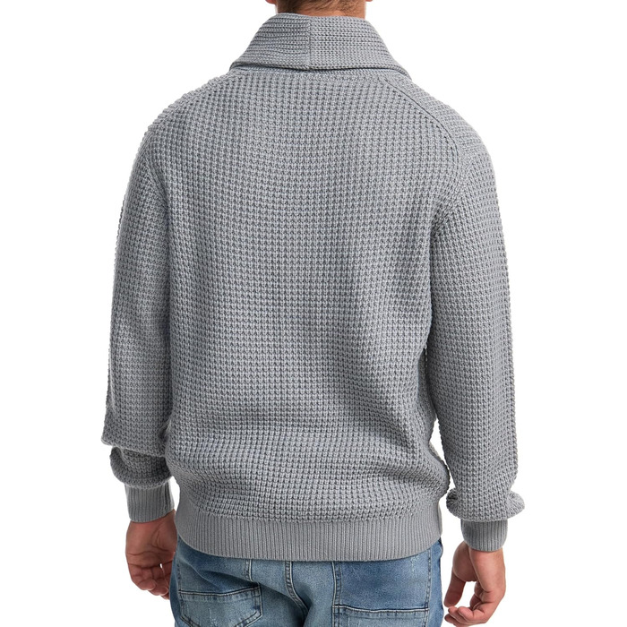 Чоловічий кардиган Indicode INBrandox з коміром-шарфом та ґудзиками | Дріб'язковий кардиган для чоловіків L, сірий світло-сірий