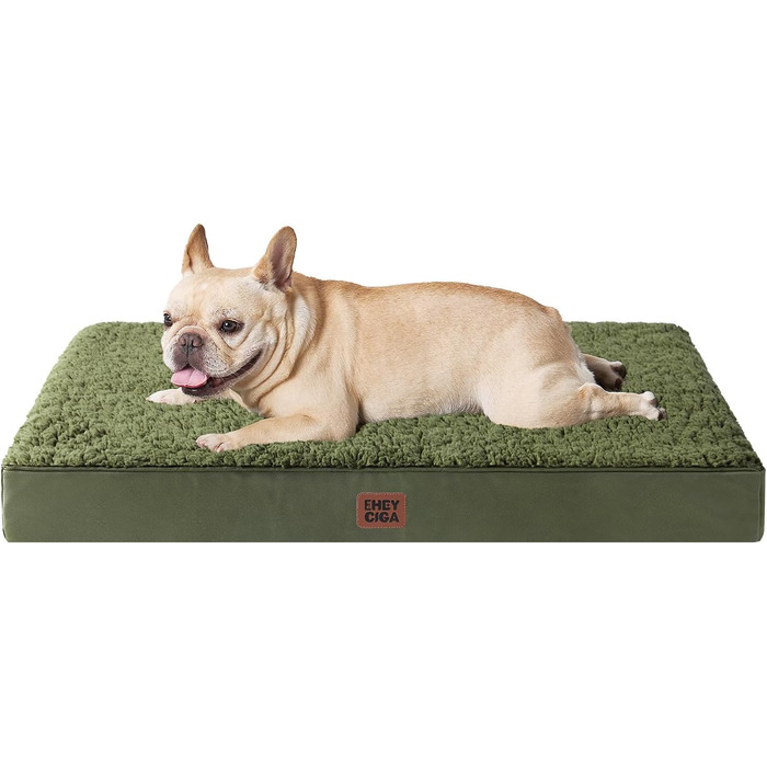 Ортопедичне ліжко для собак EHEYCIGA, маленькі породи, 76x51x9 см, з м'яким покриттям, легко миється, для переноски, оливковий колір