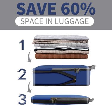 Органайзери для подорожей Eono by Amazon: набір з 4 компресійних кубів для валіз та рюкзаків (Navy)