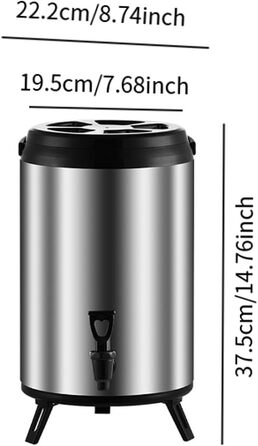 Hot/Cold Beverage Dispenser, Tea Barrel with Tap, Water-Insulated Beverage Dispenser, Beverage Container for Camping/Daycare, 8L Silver