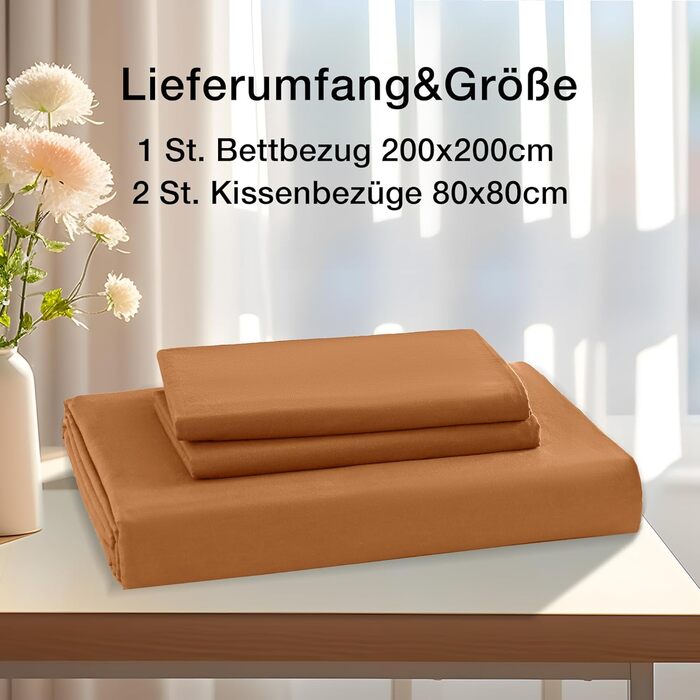 Комплект постільної білизни JELLYMONI 135x200 з бавовни, Oeko-Tex, з кишенькою, 2 шт. (Помаранчевий)