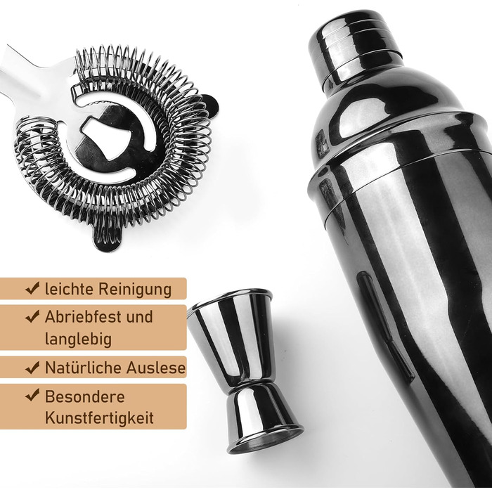 Stainless Steel Cocktail Mix Set - 14 Piece Bartender Kit with Bamboo Stand - 750ml Cocktail Shaker Set - Perfect Gift