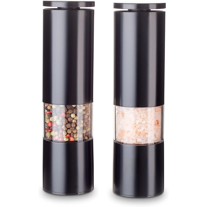 Набір для перцю та солі Echtwerk: 2 шт., ручна, з керамічним подрібнювачем, нержавіюча сталь, для перцю, солі та чилі (Black Edition)