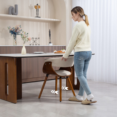HOMCOM Dining Chair Kitchen Chair with Backrest, Linen Look, Upholstered Armchair with Wooden Legs for Dining Table, Beige | Aosom