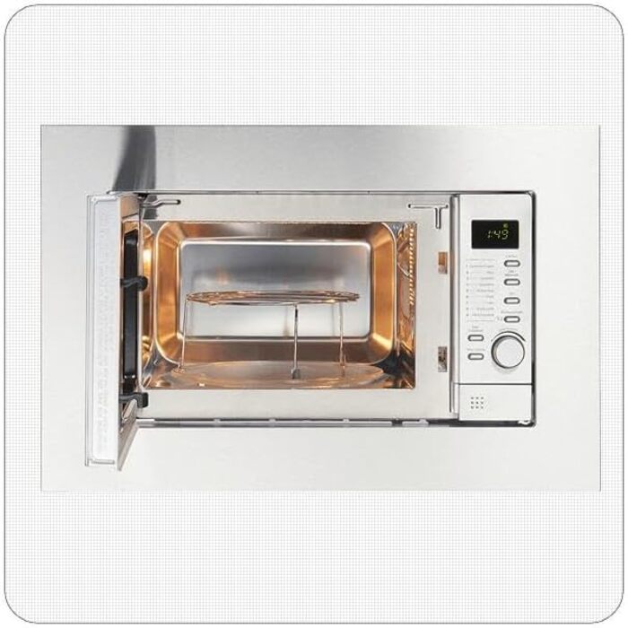 Вбудована мікрохвильова піч PKM MW800.8-20G-EB з грилем, 20л, 1000W, нержавіюча сталь, LED-дисплей, дитячий замок
