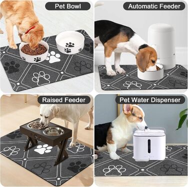 Килимок для тварин, надпоглинувач, для собак та котів, з неслизькою гумовою основою, швидковисихаючий, миючий, 40 x 60 см, 2 пари малюнків лап, чистий (в клітинку)