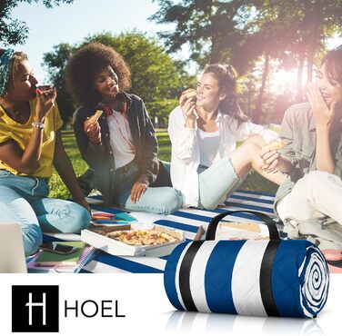 HOEL Picnic Blanket 200x200 cm Water-Repellent + Insulated - Padded Beach Mat XXL - Picnic Blankets - Outdoor Beach Blanket for Picnic Camping Beach