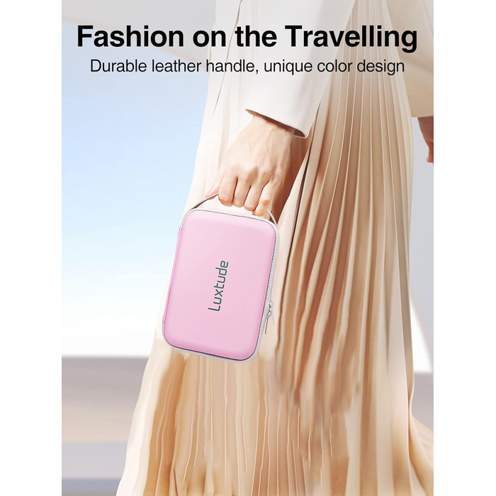 Органайзер для кабелів Luxtude: зручна дорожня сумка для кабелів, зарядних пристроїв та Powerbank (рожевий)