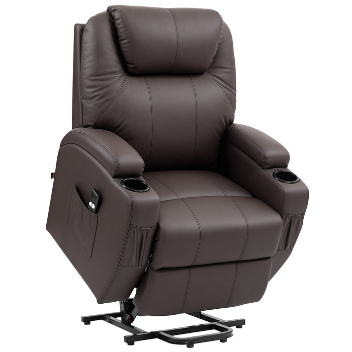 HOMCOM Lift Chair, Reclining, Recliner with Cup Holder & Storage Pouch, Remote Control | Aosom