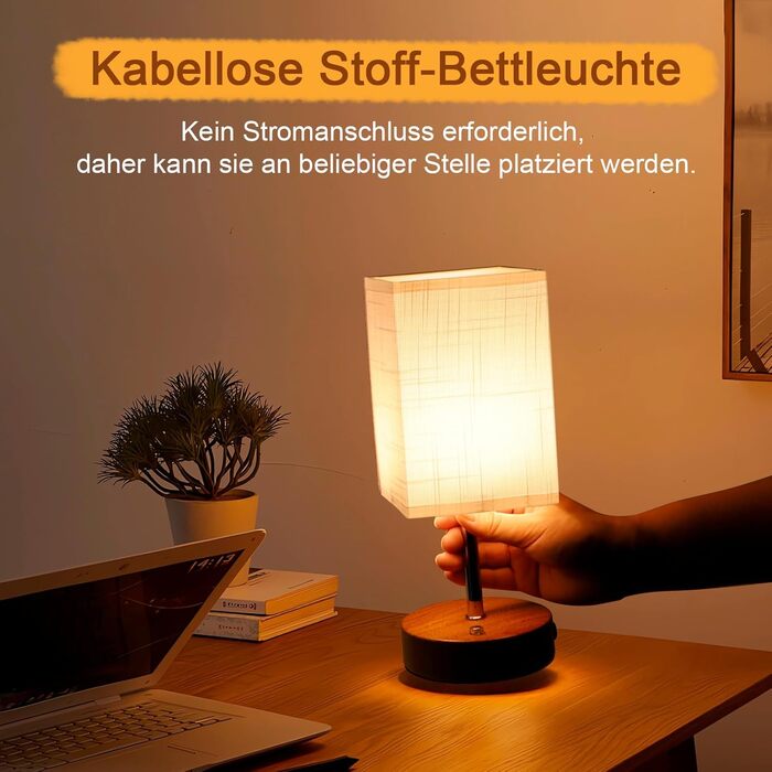 Бездротова настільна лампа TRUMPETS з акумулятором, сенсорне керування, регулювання яскравості, 3 колірні температури, USB-C, 6000mAh, для вітальні/спальні