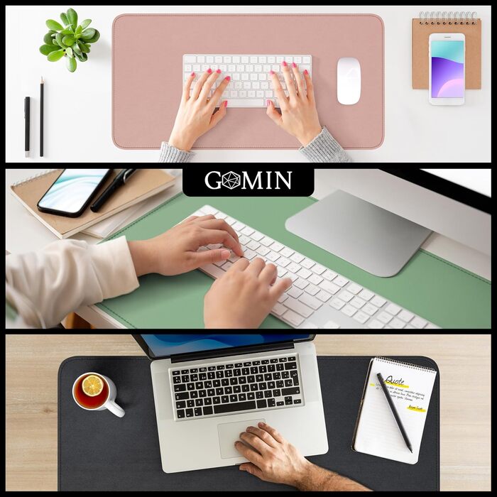 Підкладка під стіл GOMIN 80x40 см - PU шкіра, вологостійка та антиковзаюча - для ноутбука, офісу та дому - чорна