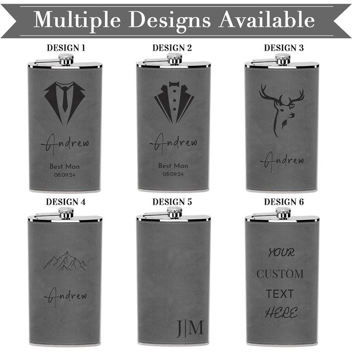 Фляга з гравіюванням гір, сталевий флакон 237мл/8oz, персоналізований подарунок для чоловіків, кемпінгу, туризму (сірий)