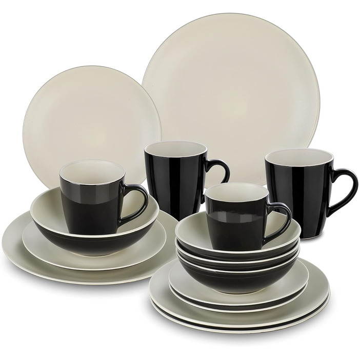 Набір посуду для 4 осіб LENTO Beige, 16 частин, кераміка, вінтажний стиль