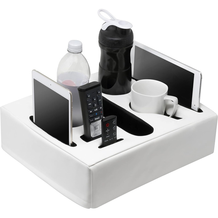 Sofa-Buddy Practical Couch Cup Holder, Couch Coaster, Sofa Cup Holder. The perfect couch accessory (Square-big-leather-white)
