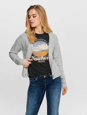 Жіноча в'язана кофта ONLCAROL S світло-сірого кольору