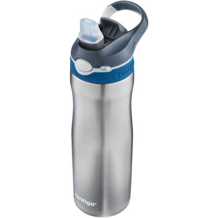 Contigo Ashland Chill Autospout Stainless Steel Water Bottle with Straw, Leak-Proof, Insulated Bottle for Sports, Biking, Hiking, 590 ml, Monaco