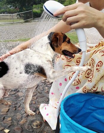 Електрична портативна душова кабіна Iron Hammer для кемпінгу, автомиття та купання тварин (блакитна)