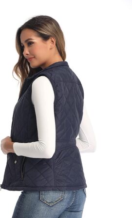 Жіноча жилетка LONGKING: легка, з коміром-стійкою, стьобана, без рукавів, синього кольору