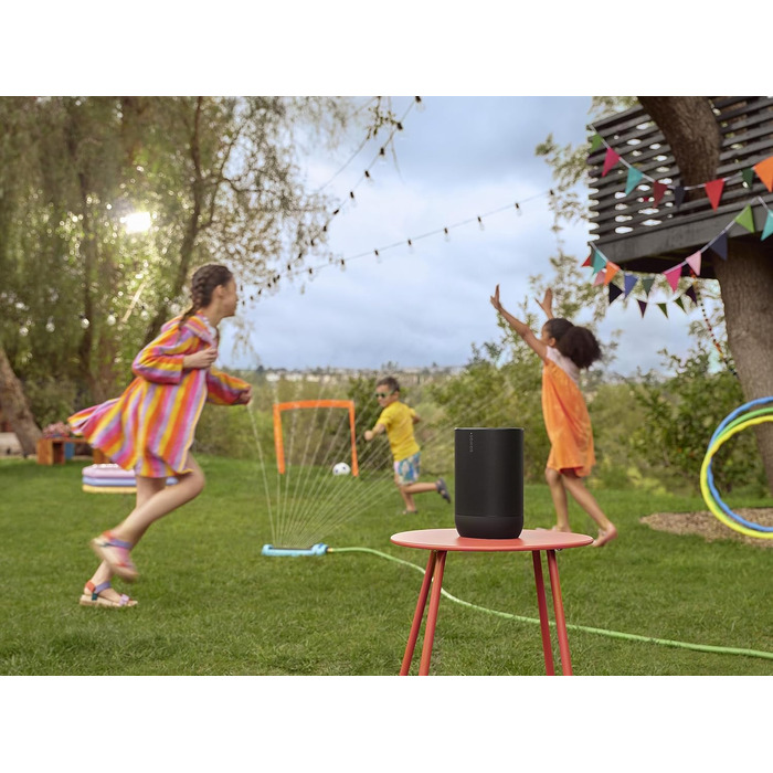 Sonos Move 2: Портативна бездротова колонка Wi-Fi/Bluetooth, чорна. До 24 год роботи, зарядка без дротів, сумісність з Alexa
