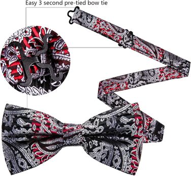 Краватка-метелик Barry.Wang для чоловіків, візерунок пає, шовк, нагрудна хустинка та запонки, для весілля, вечірки, формальних заходів. Чорний, червоний, сірий