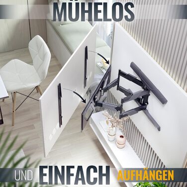 Кріплення для телевізора RICOO S9564: універсальний настінний тримач для телевізорів 40-75 дюймів (VESA 600x400, до 45 кг) з можливістю нахилу та повороту