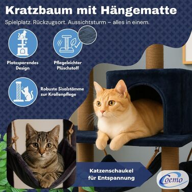 Котячий комплекс Kratzbaum Holz Weiß: дерев'яний, 37x58x135 см, з будиночком, гамаками, сизалевими стовпчиками та місцем для відпочинку