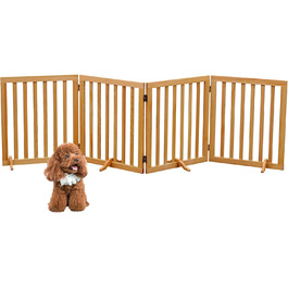 Дерев'яне переносне огорожа для тварин, складаний загін для собак, натуральне дерево, огорожа для собак на сходи, висувна огорожа для дверей, огорожа для собак, висота 60 см, 4 панелі