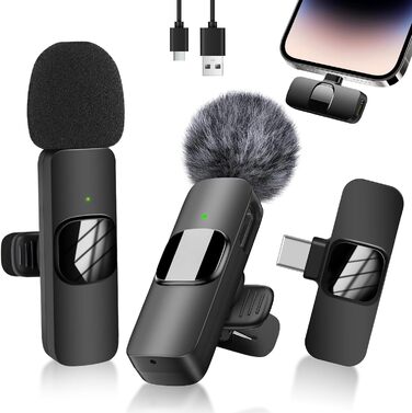Бездротовий петличний мікрофон для iPhone, iPad, Android, PC, Laptop - для відеозйомки, стрімінгу, TikTok, YouTube