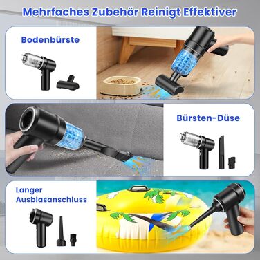 Бездротовий ручний пилосос 2-в-1 для авто, дому та кухні, 15000PA, 120W, чорний