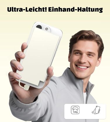 Power Bank Auskang 5000mAh Slim з кабелем для iPhone (сумісний з iPhone 14 та попередніми моделями) - тонкий, легкий, портативний зовнішній акумулятор (білий)