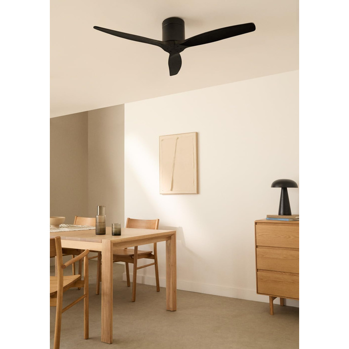 Вентилятор стельовий WINDCALM ABS чорний з пультом, 40W, Ø132cm, DC-двигун, таймер, літньо-зимовий режим, без освітлення