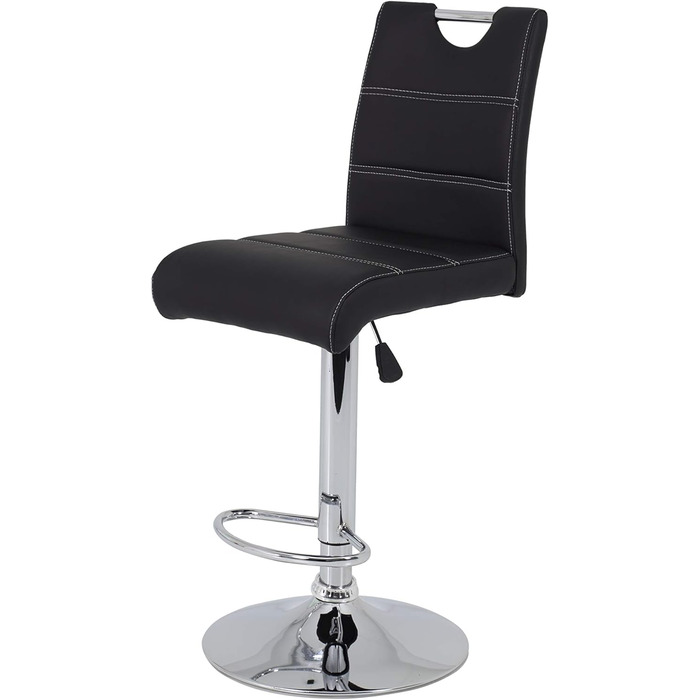 Miranda Bar Stool - Adjustable Height, 360° Swivel, Faux Leather - Black