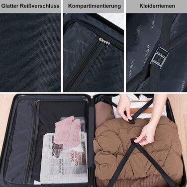 Набір валіз, багажний набір, роликові валізи, дорожній набір валіз 5шт, ABS пластик, TSA замок, містить 1 сумку та 1 косметичку, 4 колеса, телескопічна ручка з алюмінію (рожеве золото)