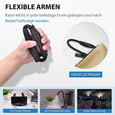 Настільна лампа LUXJET на шиї, LED, акумуляторна, 3 кольори, регулювання яскравості, для читання, рукоділля, ремонту, чорна, 3 режими (3000K-6000K)