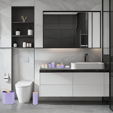 Набір для ванної кімнати IMAVO, 26 предметів: душовий завіс, килимок, смітник, піднос, дозатор мила, мильниця, тримач для зубних щіток, стакан для зубних щіток (фіолетовий, 11 предметів)