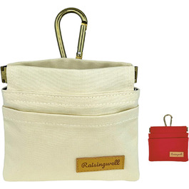 Сумка для корму для собак Leckerlibeutel – міцна бавовняна сумка для прогулянок з карабіном та самозакривною застібкою, ідеальна для подорожей та активного відпочинку (біла)