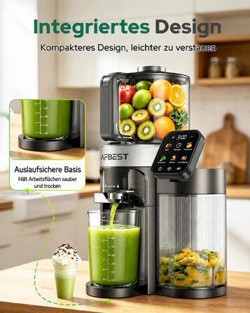 Повільна соковижималка 3-в-1 Slow Juicer з XL-завантажувальним отвором 155 мм, сіра