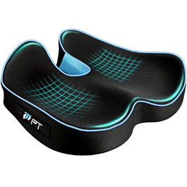 Подушка для офісного крісла POOTACK з піни Memory Foam, синя: для офісу, авто, дому, з ручкою, антиковзка
