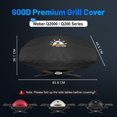 Чохол Zettum для грилів Weber Q1000/Q2000, водонепроникний, посилений, 81x43x88 см