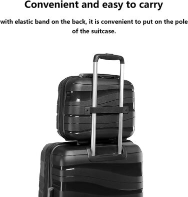 Набір валіз KONO 2 шт: велика валіза-тролі (56 см) + косметичка з поліпропілену, з 4 колесами та TSA-замком (кремовий білий)