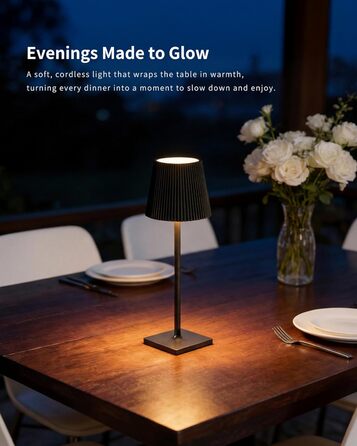 Світлодіодна настільна лампа бездротова LED для вулиці та дому, димована, з акумулятором 5200mAh, водонепроникна IP54, чорна