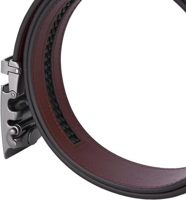 Чоловічий шкіряний ремінь VRLEGEND з автоматичною пряжкою (ратинг) без дірок для ділового костюма, розмір регулюється, з подарунковою коробкою, талія 30W-36W=довжина 110см, темно-коричневий