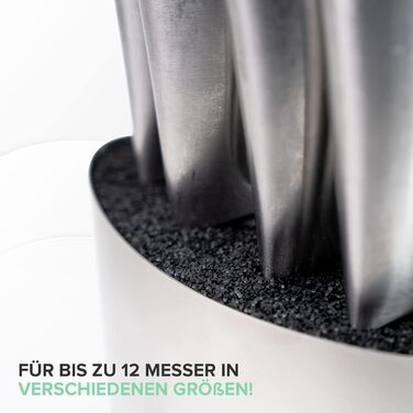 Coninx Knife Block without knives - Knife block with brush insert - Knife Block in Silver - Universal empty knife block stainless steel - Empty knife holder - Suitable for all kitchen knives