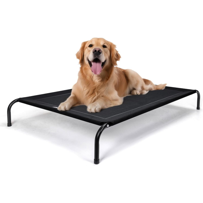 Зручне лежанка для собак Nobleza Hundeliege Outdoor, чорний, M, 105x80x20 см. Підходить для вулиці, кемпінгу, має підняту конструкцію та ефект охолодження. Легко миється та міцний. Розміри: 137x90x20 см.