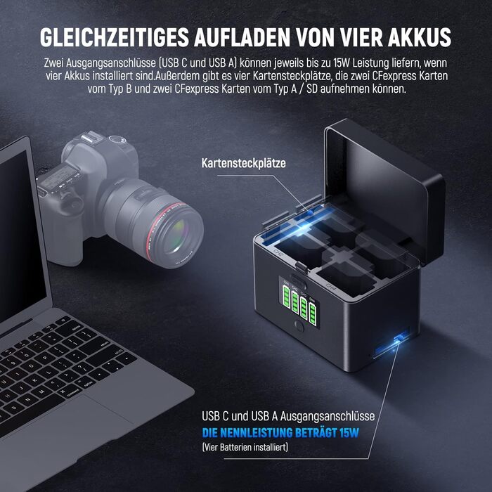 Зарядний пристрій NEEWER Dual USB сумісний з акумуляторами Sony NP-FZ100, для камер Sony ZV-E1, FX3, FX30, A1, A9 II, A7R V, A7S III, A7 IV, A6600, A7C, з LCD дисплеєм