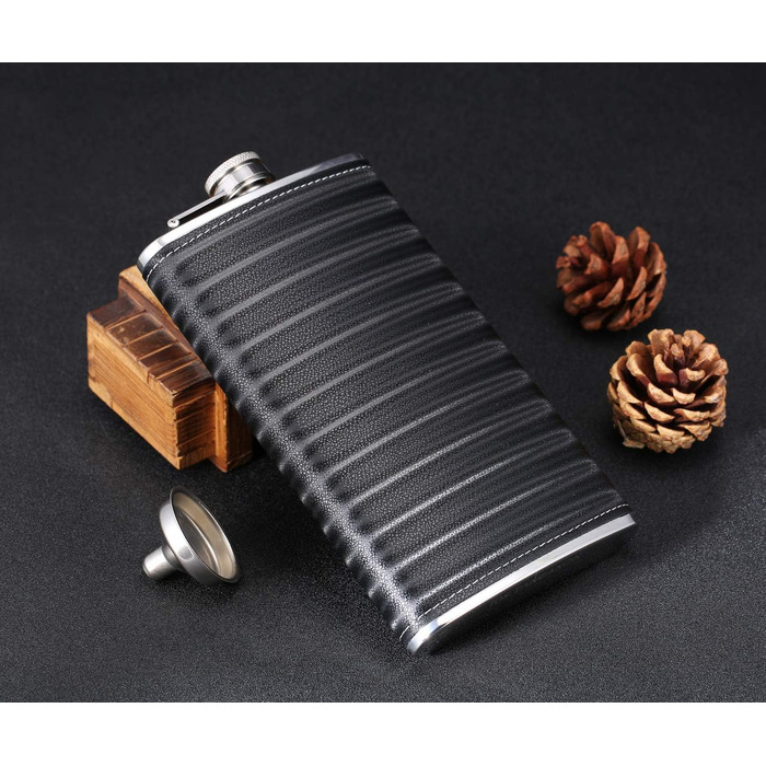 Фляга з імітацією крокодилячої шкіри, нержавіюча сталь, 510 мл, для віскі та лікеру, обгорнута PU-шкірою, TANEAXON